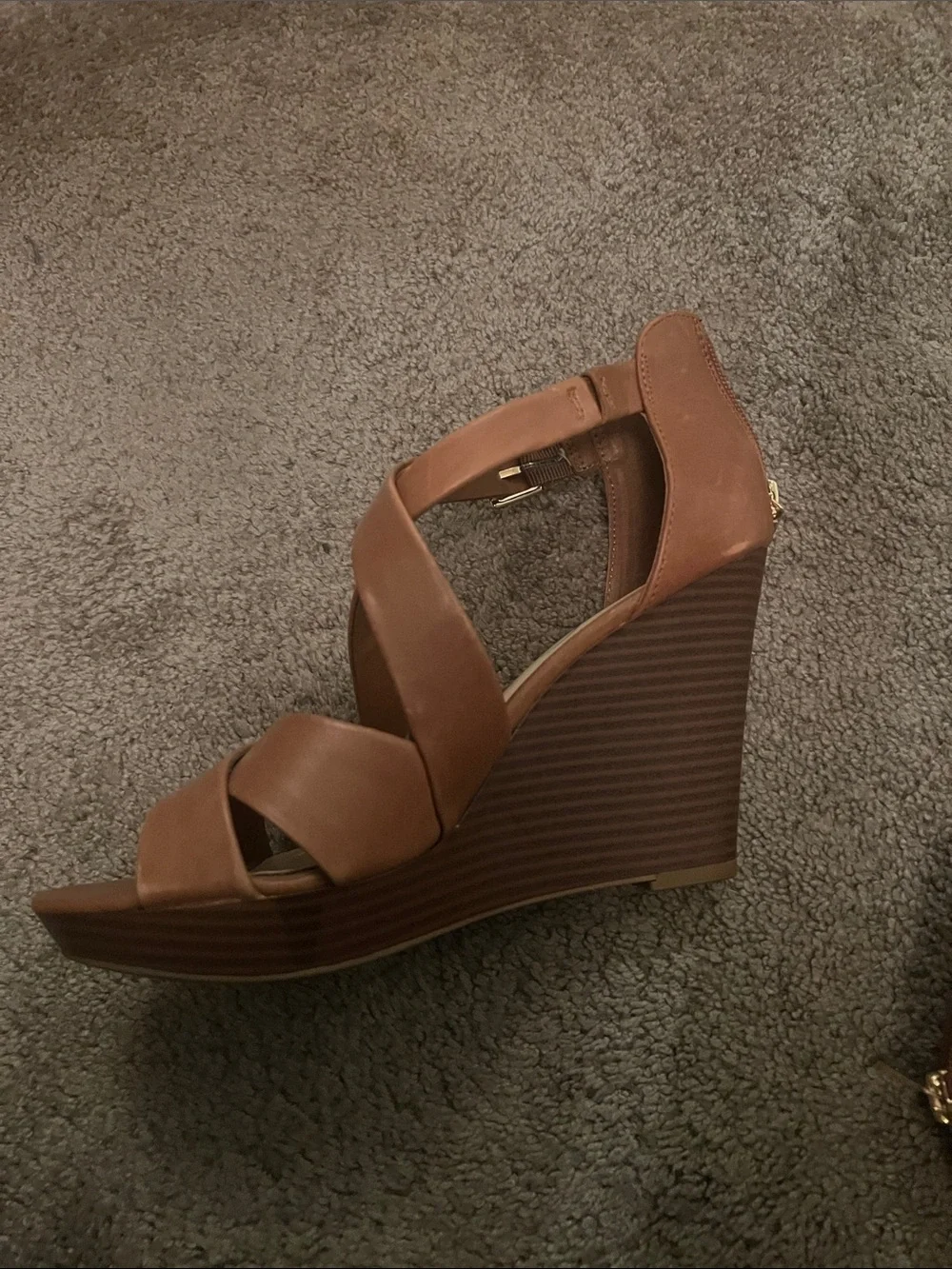 Jessica Simpson Tan Crisscross Heeled Sandals